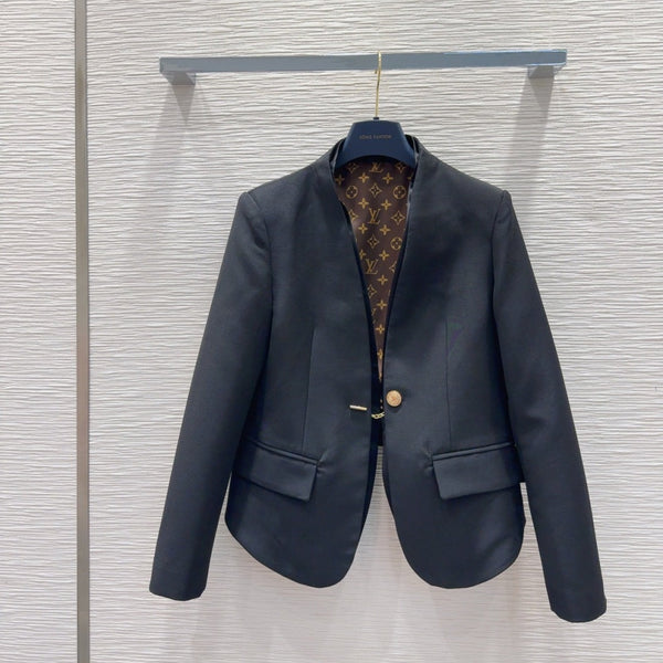 LV 25 Flower Jacket Black Polyester Wool