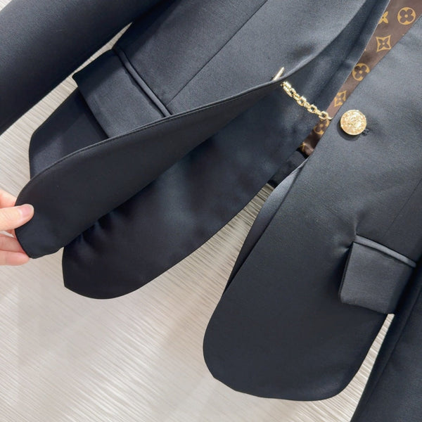 LV 25 Flower Jacket Black Polyester Wool