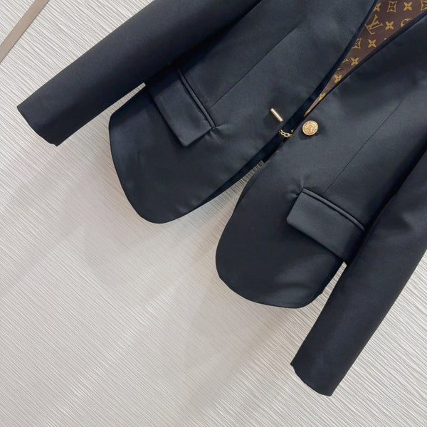 LV 25 Flower Jacket Black Polyester Wool