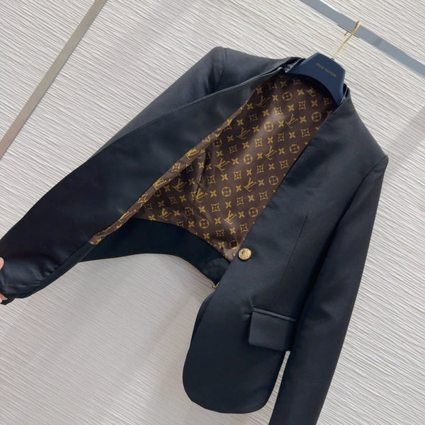 LV 25 Flower Jacket Black Polyester Wool