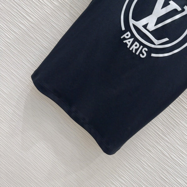 LV 25 Four-Leaf Clover Prints T-shirt Black Cotton