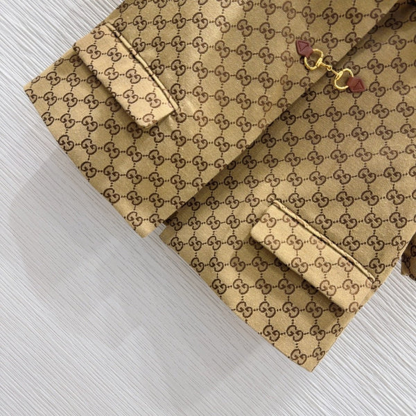 Gucci 2025 Short Jacket Camel and Ebony Polyester Fiber