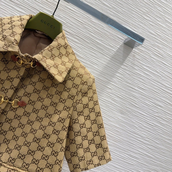 Gucci 2025 Short Jacket Camel and Ebony Polyester Fiber