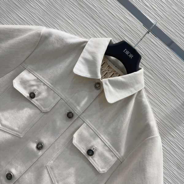 CD 2025 Short-sleeved Jacket Light Beige Cotton