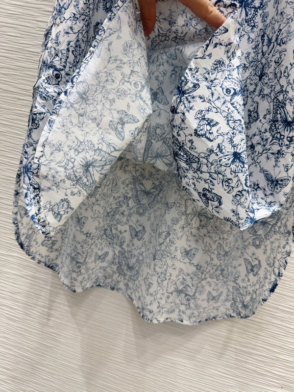 CD 2025 Butterfly Dress White Blue Cotton