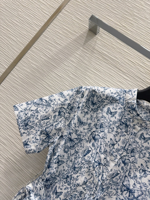 CD 2025 Butterfly Dress White Blue Cotton