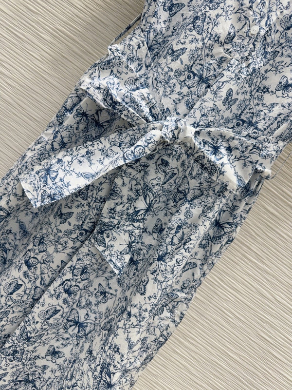 CD 2025 Butterfly Dress White Blue Cotton