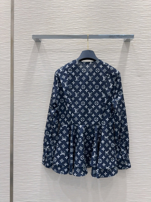 LV 25 Luxurious Advanced Shirt White Blue Polyester