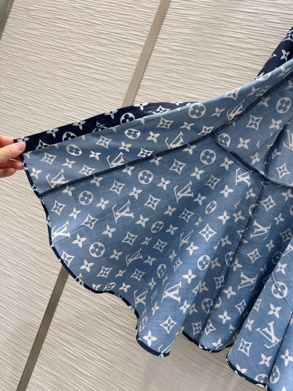 LV 25 Luxurious Advanced Shirt White Blue Polyester