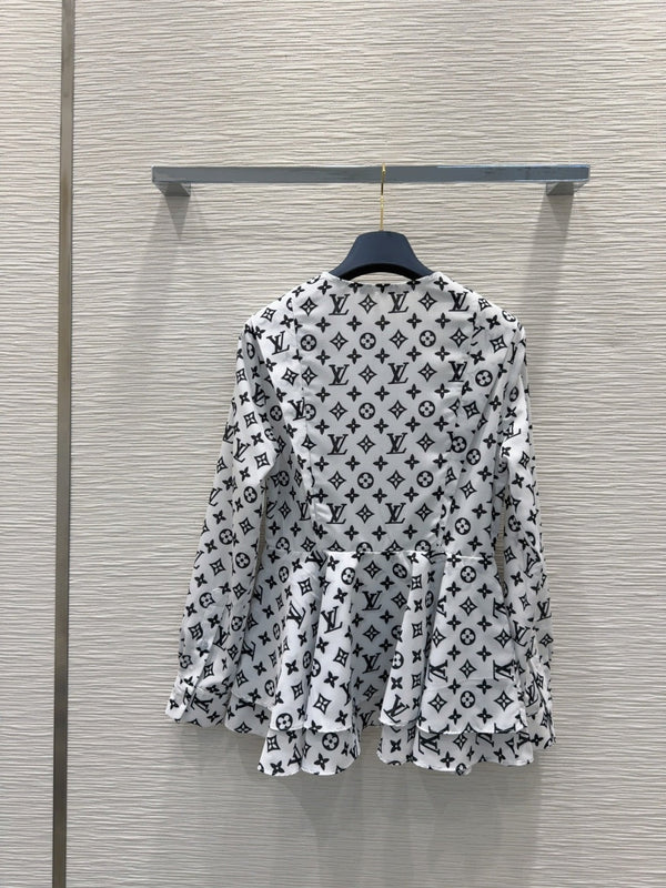 LV 25 Luxurious Advanced Shirt White Blue Polyester
