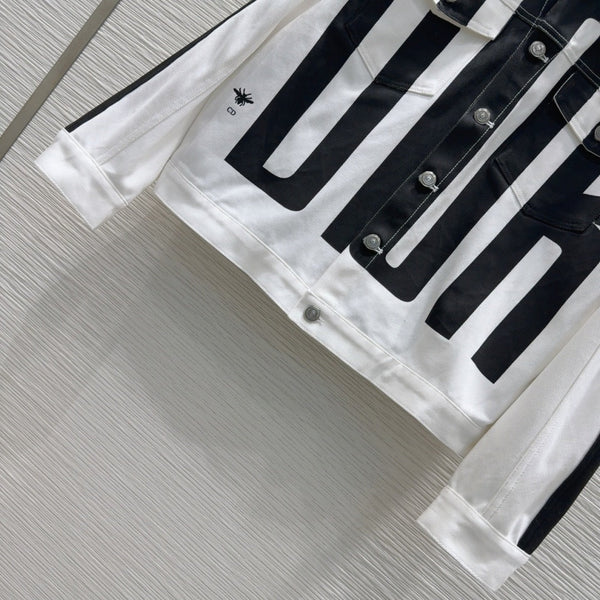 CD 2025 "Dior" Bomber Nero Bianco Cotone