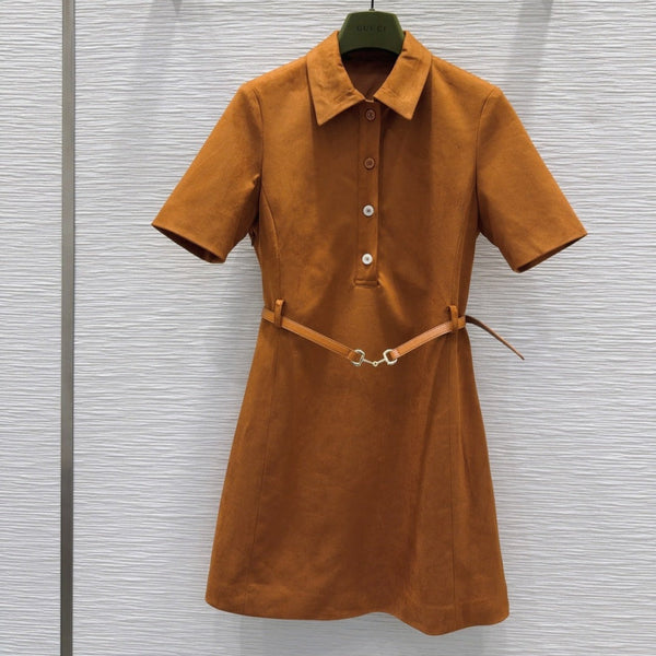 Gucci 2025 Abito Marrone Fibra di Poliestere