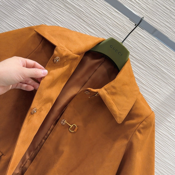 Gucci 2025 Short-sleeved Jacket Brown Polyester Fiber