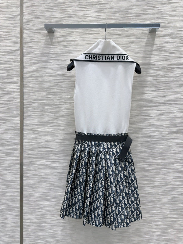 CD 2025 Abito gilet Bianco misto Blu navy Cotone Poliestere