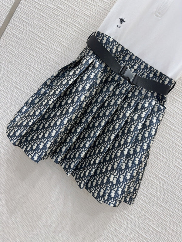 CD 2025 Abito gilet Bianco misto Blu navy Cotone Poliestere