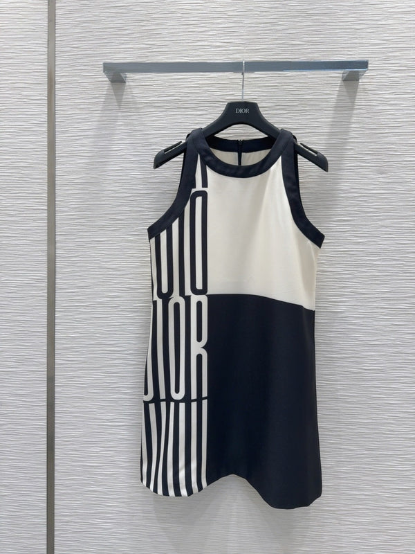 CD 2025 Suspender Skirt Black White Polyester