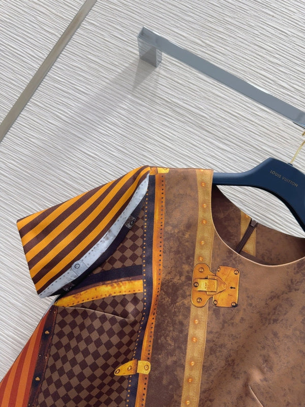 LV 25 Retro Elegante T-Shirt Multicolore Poliestere