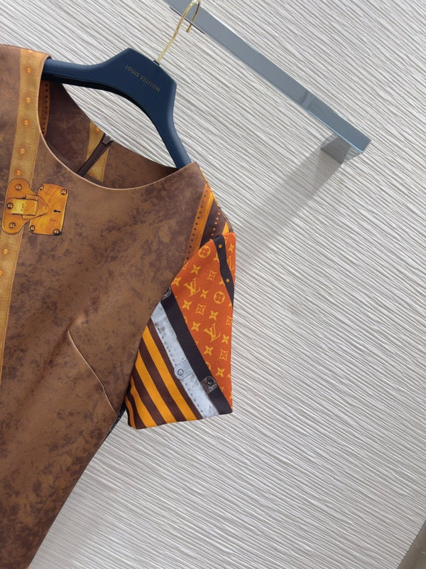 LV 25 Retro Elegante T-Shirt Multicolore Poliestere