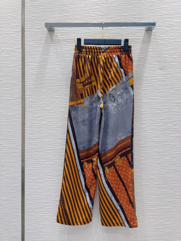 Pantaloni eleganti retrò LV 25 in poliestere multicolore