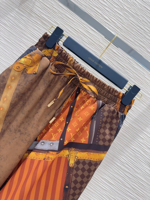 Pantaloni eleganti retrò LV 25 in poliestere multicolore