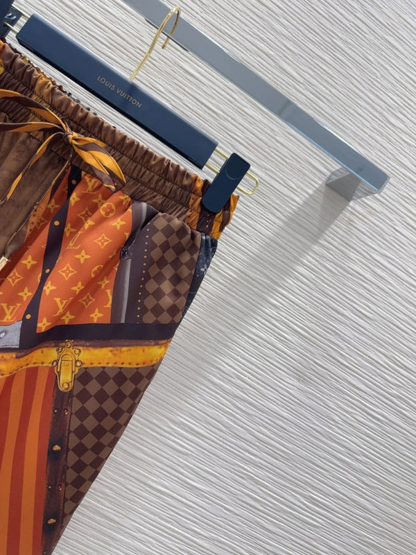 Pantaloni eleganti retrò LV 25 in poliestere multicolore