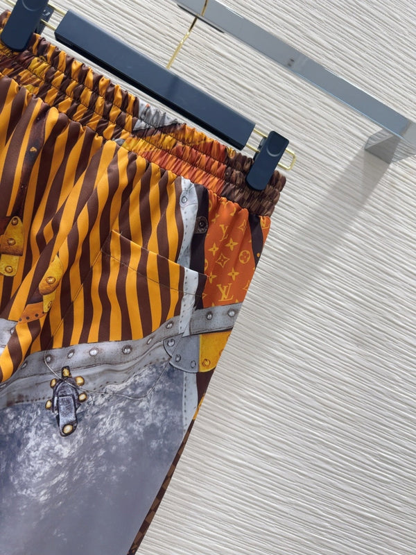 Pantaloni eleganti retrò LV 25 in poliestere multicolore