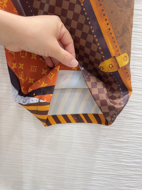 Pantaloni eleganti retrò LV 25 in poliestere multicolore