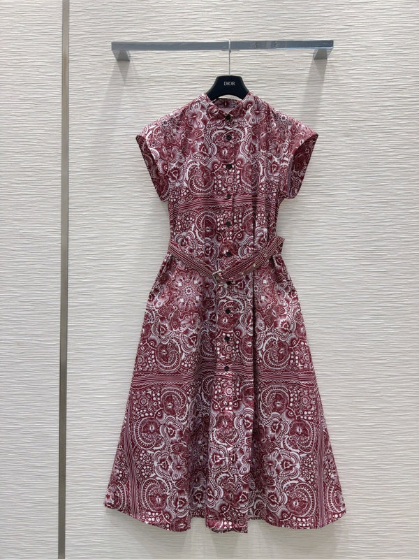 CD 2025 Floral Dress Red Cotton