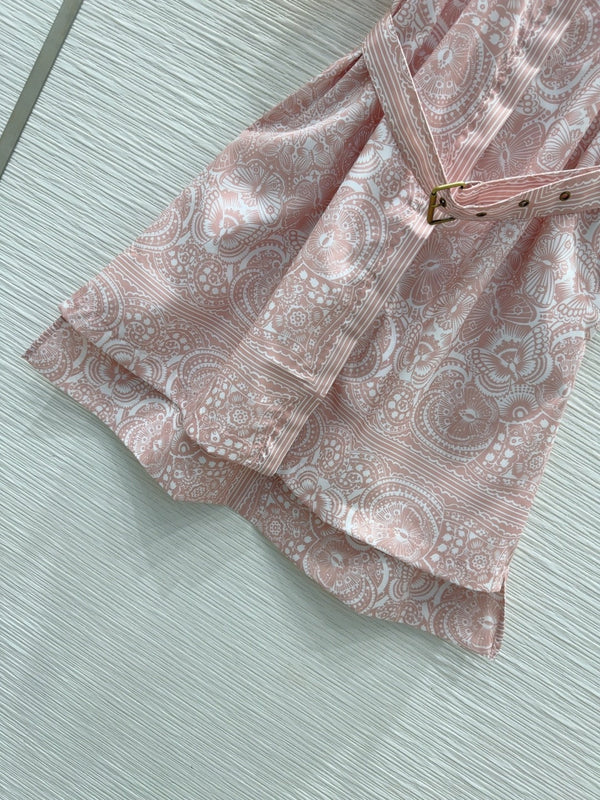 CD 2025 Floral Short Dress Pink Cotton