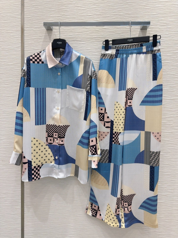 Fendi 25 Suit Blue Polyester Fiber