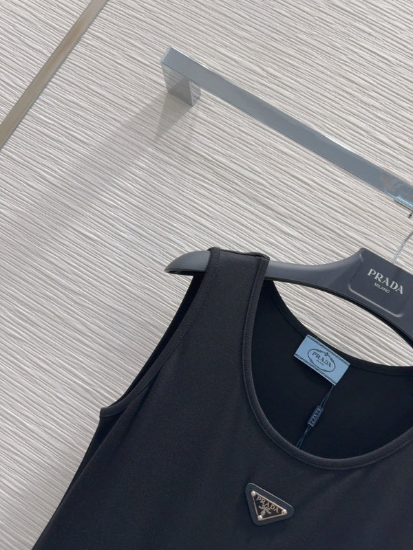 Prada 25 Vest Dress Black Cotton Poliamide