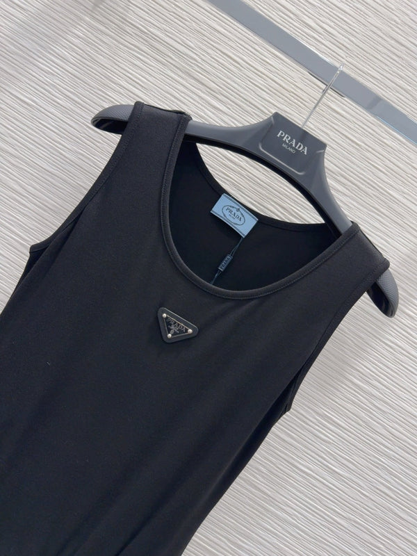 Prada 25 Vest Dress Black Cotton Poliamide