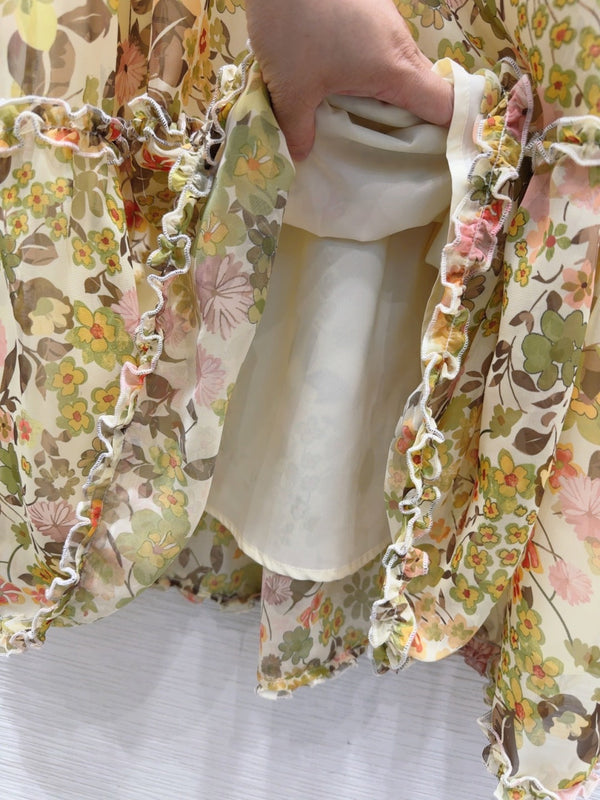 Celine 25 Floral Sleeveless Dress Green mix colors Polyester