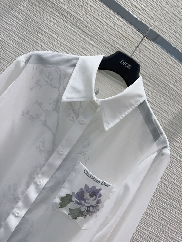 CD 25 Slightly Transparent Shirt White Polyester