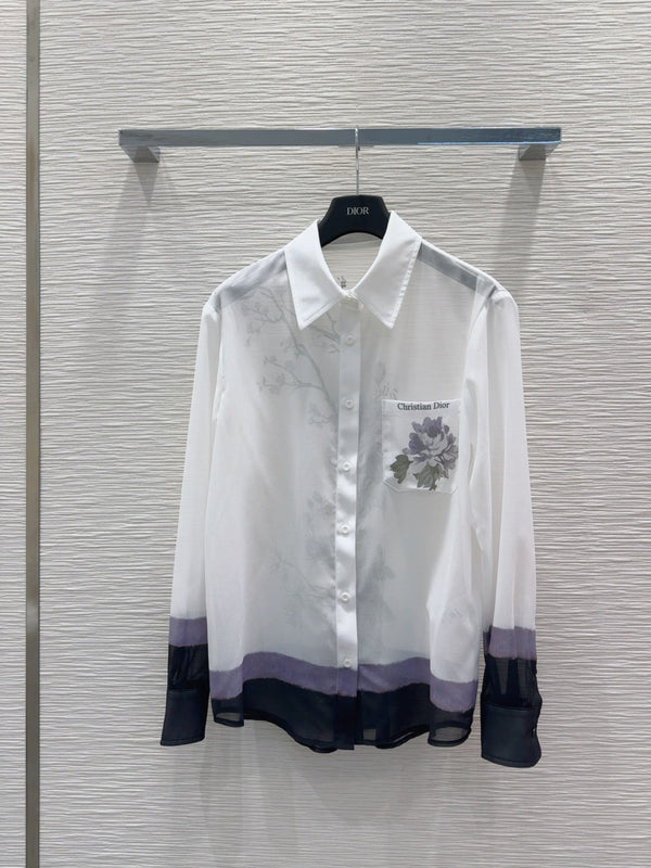 CD 25 Slightly Transparent Shirt White Polyester