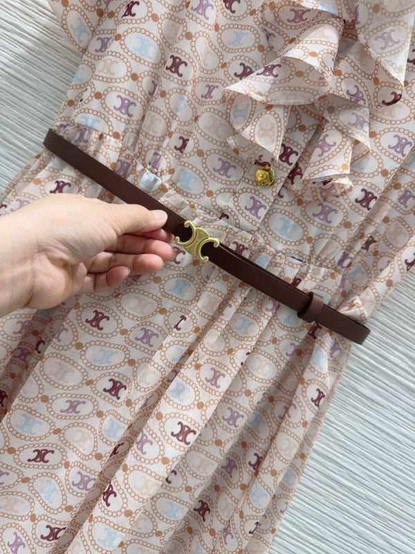 Celine 2025 Pattern Print Dress Light Pink Polyester