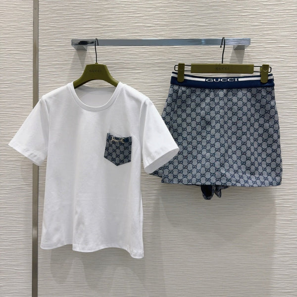 Gucci 25 Set Blue White Polyester Fiber