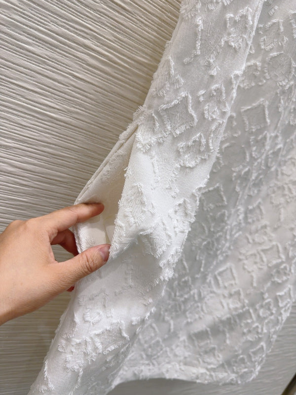 LV 25S Back Zipper Cute Vest Dress White Cotton