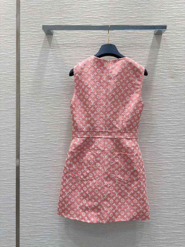 LV 25 White Logo Vest Dress Pink Cotton Wool