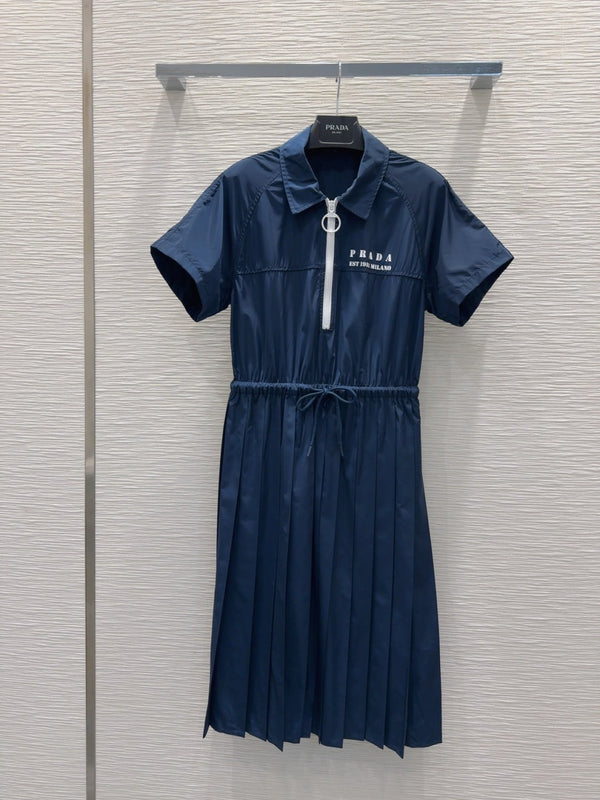 Prada 2025 Shirt Dress Navy Blue Polyester