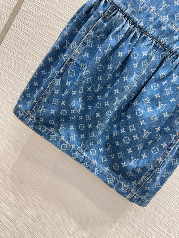 LV 25 Both Muscular Soft Denim Vest Dress Blue Cotton
