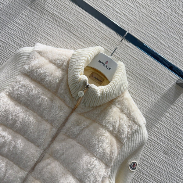Moncler 25 Jacket White Rabbit Fur Mix Wool