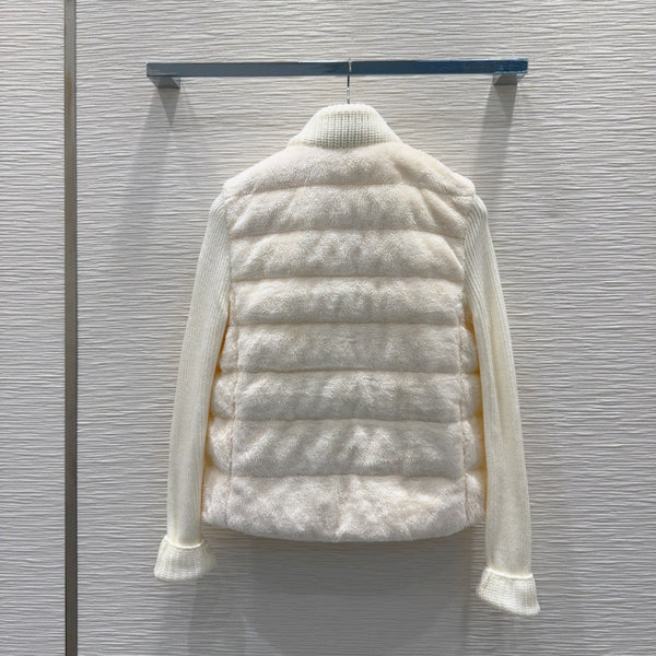 Moncler 25 Jacket White Rabbit Fur Mix Wool