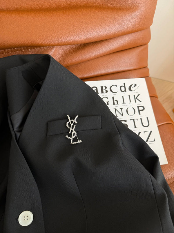 Completo completo con scollo a V YSL 25 in poliestere nero