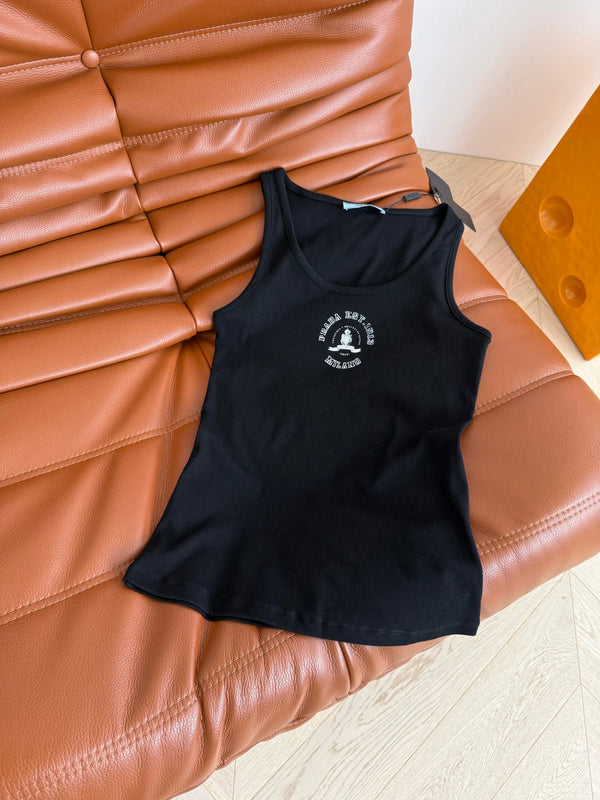 Prada 25 Small Vest with Letter Logo Print Cotton