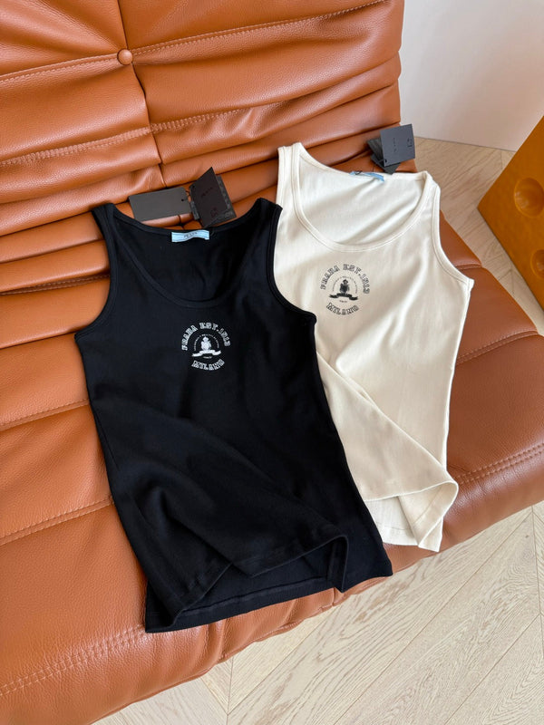 Prada 25 Small Vest with Letter Logo Print Cotton