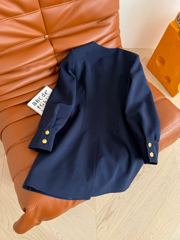 YSL 25 Dress Navy Blue mix Gold Acetate Polyester