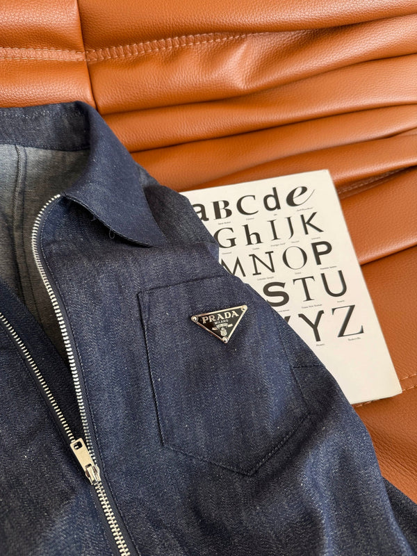 Prada 25 Denim Dress Blue Hemp Fabric