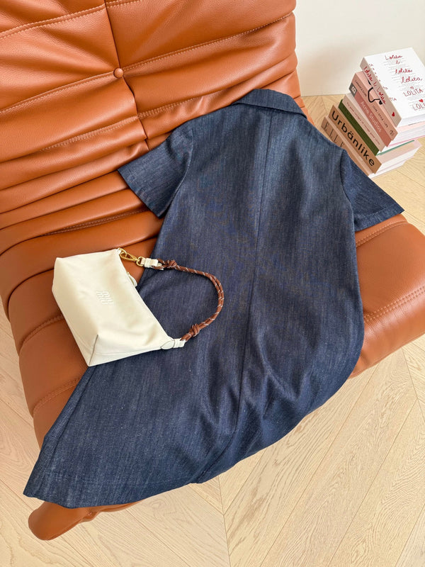 Prada 25 Denim Dress Blue Hemp Fabric