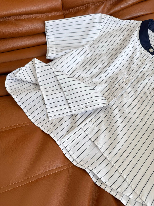 CC 25 Strped Shirt White Cotton